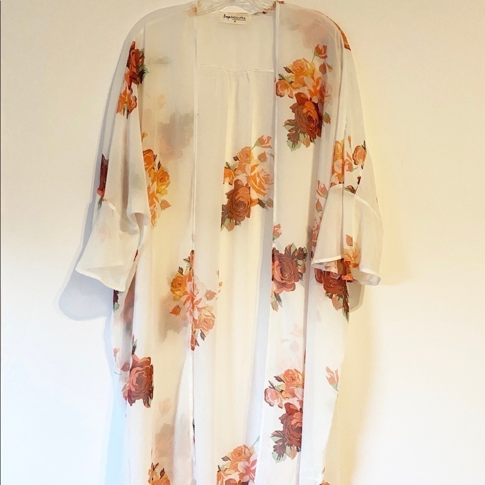 Impressions floral overlay cardigan medium